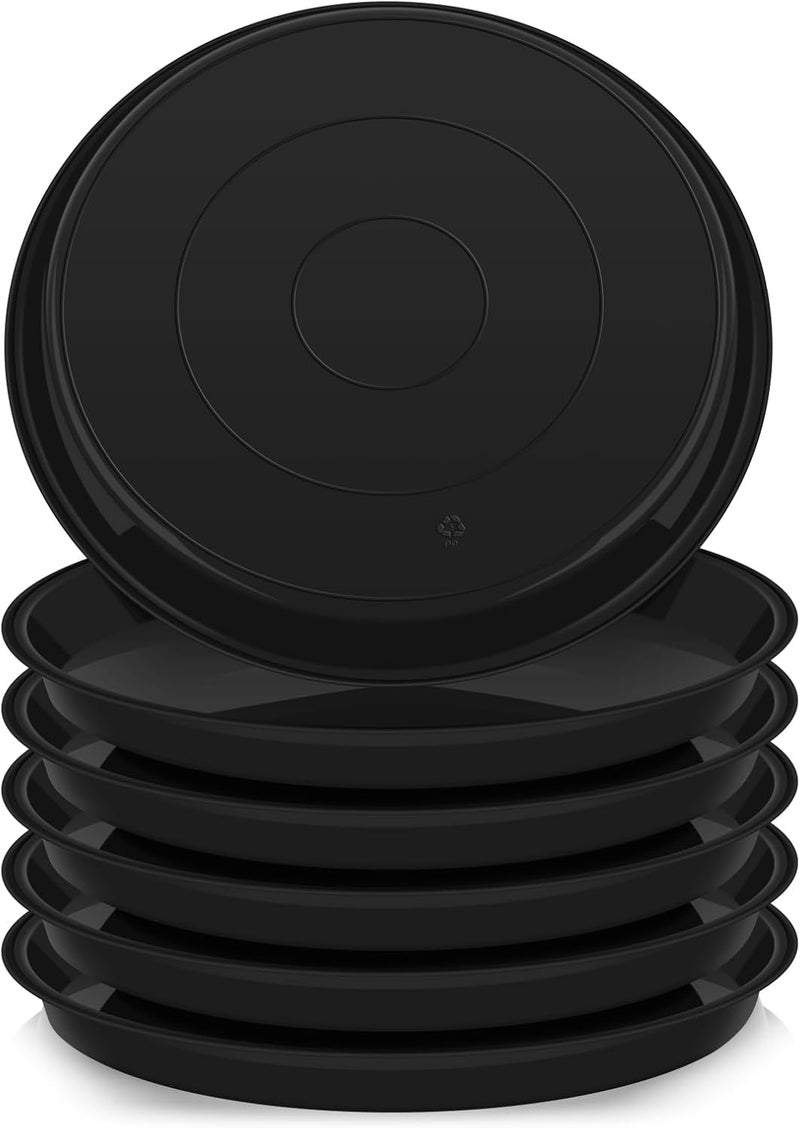 VUWEZ 6 Pack of 20 inch Plant Saucer (18 Inch Base), Plant Tray 20 Inch Round, Plant Saucers for Indoors, Plant Trays for Pots, Flower Pot Saucers, Pot Saucers for Planter 16-21" (20", Black) - Image 1